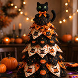 DIY Halloween Quilt Applique Kit Quilted Patchwork Pre-Cut Fabric Sewing Craft with 2D Flat Topper Black Cat