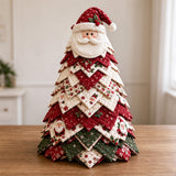 Christmas DIY Felt Sewing Kit Applique Quilted Patchwork Pre-Cut Craft Kit Table Shelf Decor with 2D Flat Topper Santa Claus