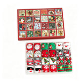 24 Day Christmas Socks Advent Calendar 12 Pairs Festive Xmas Pattern Socks for Men Women Christmas Countdown Surprise Style 2