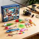 24 Day Fishing Advent Calendar Christmas Countdown Box with 24 Fishing Lures Accessories