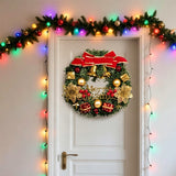 30cm Christmas Wreath for Front Door Festive Holiday Wreath for Home Window Wall Party Decor Red