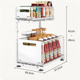 2-Tier Pull Out Under Sink Organizer Adjustable Height Cabinet Storage Rack Sliding Drawer Organizer for Kitchen Bathroom White