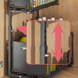 2-Tier Pull Out Under Sink Organizer Adjustable Height Cabinet Storage Rack Sliding Drawer Organizer for Kitchen Bathroom Black