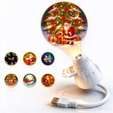 USB Christmas Projector Light with 6 Interchangeable Film Discs Touch Dimming LED Night Light 360 Degrees Rotation Xmas Decor Santa Claus