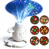 USB Christmas Projector Light with 6 Interchangeable Film Discs Touch Dimming LED Night Light 360 Degrees Rotation Xmas Decor Snowflake