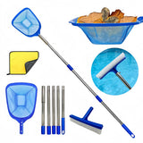 Pool Cleaning Kit Skimmer Net Pool Brush with Detachable Pole Leaf Skimmer for Home Pools