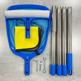 Pool Cleaning Kit Skimmer Net Pool Brush with Detachable Pole Leaf Skimmer for Home Pools