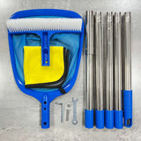 Pool Cleaning Kit Skimmer Net Pool Brush with Detachable Pole Leaf Skimmer for Home Pools