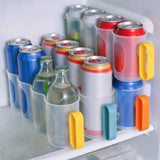 3Pcs Set Fridge Beverage Organisers Can Bottle Drink Storage Bins with Pull Out Handles for Kitchen Camping