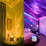16-Color Rechargeable Projection Ambient Lamp with 2 Interchangeable Shades Touch Control Aurora Night Light