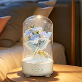 3-in-1 Preserved Flower Bluetooth Speaker with LED Night Light Bluetooth 5.3 Wireless Speaker Rechargeable Music Lamp Blue Rose