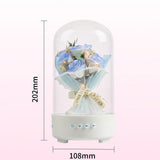 3-in-1 Preserved Flower Bluetooth Speaker with LED Night Light Bluetooth 5.3 Wireless Speaker Rechargeable Music Lamp Blue Rose