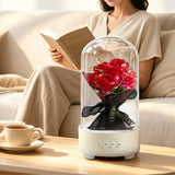 3-in-1 Preserved Flower Bluetooth Speaker with LED Night Light Bluetooth 5.3 Wireless Speaker Rechargeable Music Lamp Red Rose