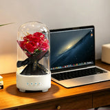 3-in-1 Preserved Flower Bluetooth Speaker with LED Night Light Bluetooth 5.3 Wireless Speaker Rechargeable Music Lamp Red Rose