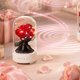 3-in-1 Preserved Flower Bluetooth Speaker with LED Night Light Bluetooth 5.3 Wireless Speaker Rechargeable Music Lamp Red Rose