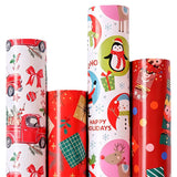 4 Pieces Christmas Wrapping Paper Rolls 43cm x 3m Xmas Gift Wraps