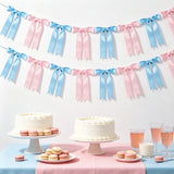 2Pcs Bow Garland Decorations 2M Hanging Ribbons Bow Banner for Birthday Wedding Party Decor Blue and Pink