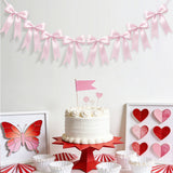 2Pcs Bow Garland Decorations 2M Hanging Ribbons Bow Banner for Birthday Wedding Party Decor Pink