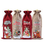 8Pcs Christmas Wine Bottle Bags Drawstring Gift Bags for 750ml Wine Champagne Bottles