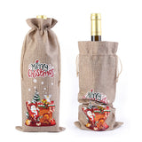 4Pcs Christmas Wine Bottle Bags Drawstring Gift Bags for 750ml Wine Champagne Bottles