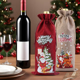 8Pcs Christmas Wine Bottle Bags Drawstring Gift Bags for 750ml Wine Champagne Bottles