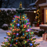 2M LED Christmas Tree Topper Waterfall Lights USB Powered 8 Modes Hanging String Lights Multicolor