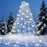 2M LED Christmas Tree Topper Waterfall Lights USB Powered 8 Modes Hanging String Lights White