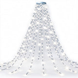2M LED Christmas Tree Topper Waterfall Lights USB Powered 8 Modes Hanging String Lights White