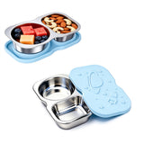 150ml Snack Container 2-Compartment Condiment Cups with Silicone Lid for Lunche School Travel Picnics Blue