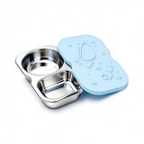 150ml Snack Container 2-Compartment Condiment Cups with Silicone Lid for Lunche School Travel Picnics Blue
