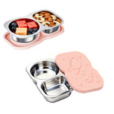 150ml Snack Container 2-Compartment Condiment Cups with Silicone Lid for Lunche School Travel Picnics Pink