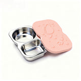 150ml Snack Container 2-Compartment Condiment Cups with Silicone Lid for Lunche School Travel Picnics Pink