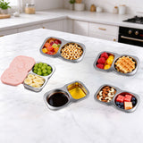 150ml Snack Container 2-Compartment Condiment Cups with Silicone Lid for Lunche School Travel Picnics Pink