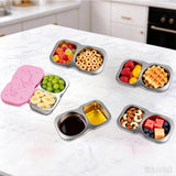 150ml Snack Container 2-Compartment Condiment Cups with Silicone Lid for Lunche School Travel Picnics Purple