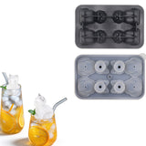 2Pcs 3D Cat Ice Cube Mold 4 -Grid Silicone Ice Tray with Funnel Lid for Cocktails Drinks Chocolate Jelly Desserts Black