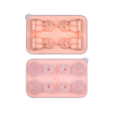 2Pcs 3D Cat Ice Cube Mold 4 -Grid Silicone Ice Tray with Funnel Lid for Cocktails Drinks Chocolate Jelly Desserts Pink