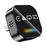 4-in-1 Wireless CarPlay Adapter USB Dongle with RGB Ambient Light for CarPlay Android Auto AirPlay Mirror Link Black