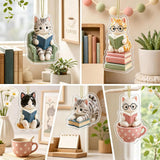 24-Day Reading Cat Advent Calendar Flat 2D Acrylic Christmas Countdown Ornaments for Cat Lovers