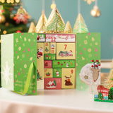 Empty 24-Day Christmas Advent Calendar Box Fillable Countdown Gift Box with 24 Compartments for DIY Candy Toys Small Gifts Green