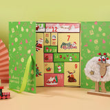 Empty 24-Day Christmas Advent Calendar Box Fillable Countdown Gift Box with 24 Compartments for DIY Candy Toys Small Gifts Green