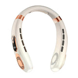 5 Speeds Portable Cooling Neck Fan Digital Display Bladeless Wearable Fan with Colourful Lights for Travel Office Outdoor White