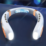 5 Speeds Portable Cooling Neck Fan Digital Display Bladeless Wearable Fan with Colourful Lights for Travel Office Outdoor White