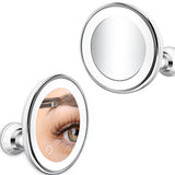 10X Magnifying Makeup Mirror with LED Ring Light Rotating Suction Cup Vanity Mirror Touch Control with 3 Light Settings