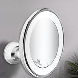 10X Magnifying Makeup Mirror with LED Ring Light Rotating Suction Cup Vanity Mirror Touch Control with 3 Light Settings