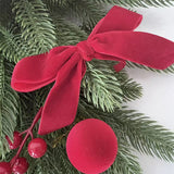 60cm Christmas Wreath with Velvet Bows Festive Door Wall Decoration for Home and Shop Christmas Teardrop Hanging Decor