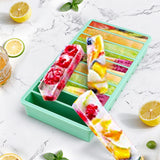 10-Slot Rectangular Ice Cube Tray with Lid Flexible Ice Mould Freezer Tray Green