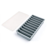 10-Slot Rectangular Ice Cube Tray with Lid Flexible Ice Mould Freezer Tray Gray