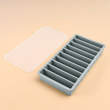 10-Slot Rectangular Ice Cube Tray with Lid Flexible Ice Mould Freezer Tray Gray