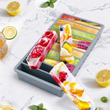 10-Slot Rectangular Ice Cube Tray with Lid Flexible Ice Mould Freezer Tray Gray