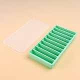 10-Slot Rectangular Ice Cube Tray with Lid Flexible Ice Mould Freezer Tray Green